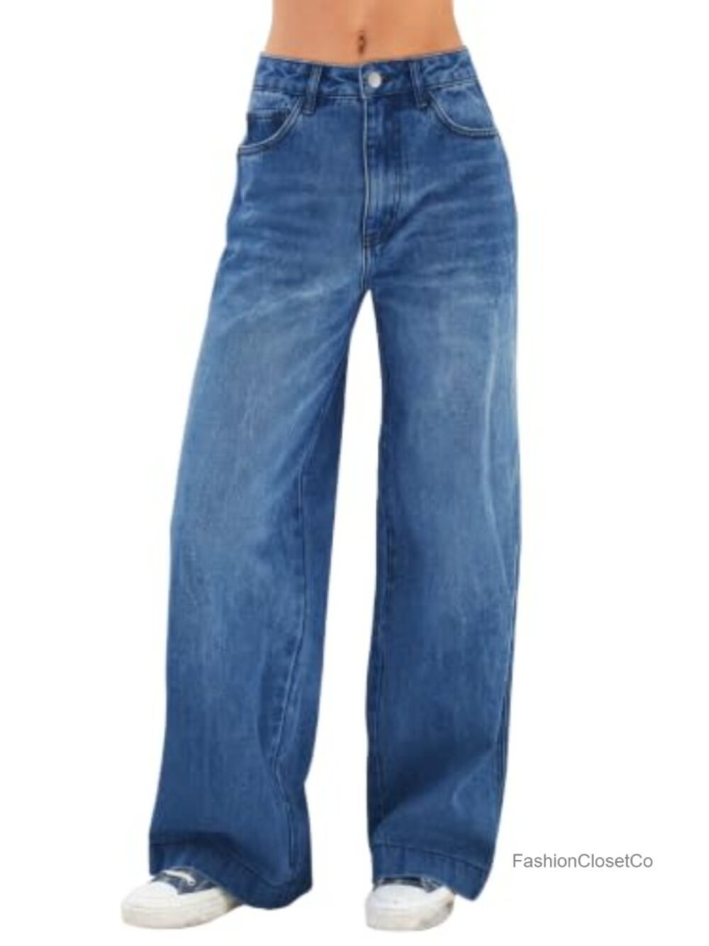 Wide Leg Jeans High Waist Stretchy Baggy Denim Pants Y2K